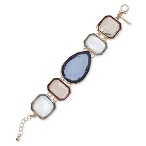 INC International Concepts Gold Tone Color Stone Flex Bracelet 7” + 1" Extender